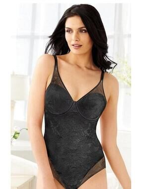 Bali Women’s Ultra Light Firm Control Bodysuit Style 6552 Size 34DD Black NWT